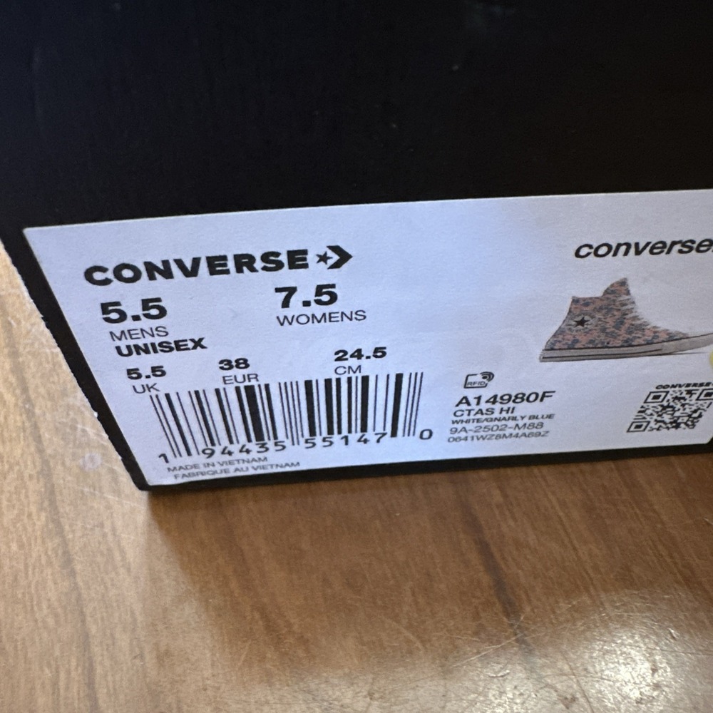 Converse Chuck Taylor All Star Floral High-Top Sneaker Shoe A14980F 7.5 NIB - Picture 6 of 6